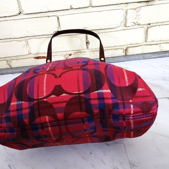 Like New Rare Coach Poppy Tartan Foldover Shoulder Bag or Cossbody Bag Purse - Picture 13 of 16
